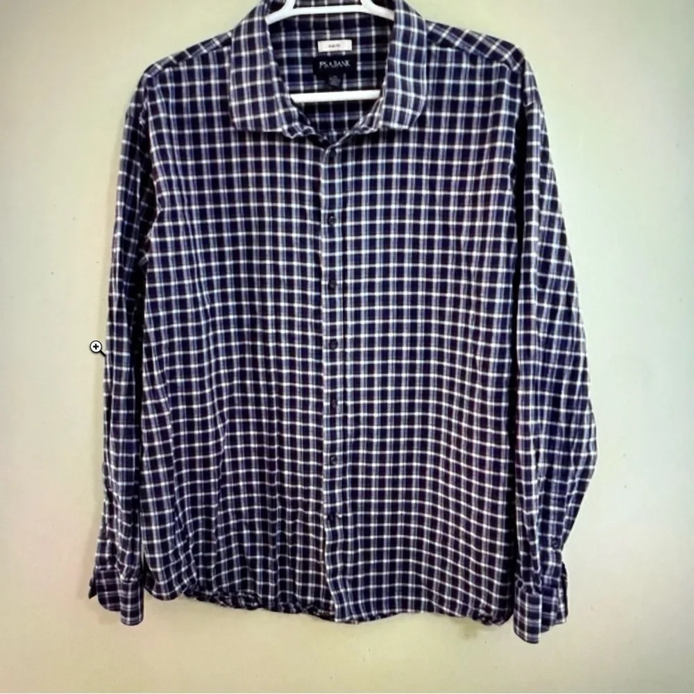Jos. A. Bank blue and White Checkered Shirt plaid cotton button down size 4X